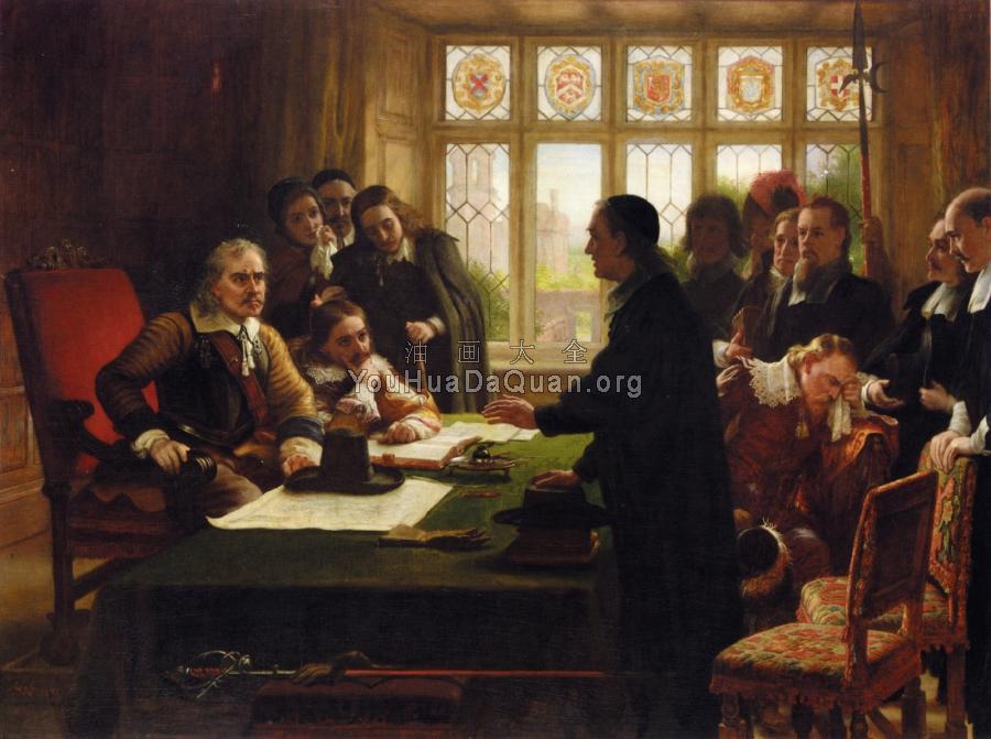 Oliver Cromwell and His Secretary John Milton, Receiving a Deputation Seeking Aid for the Swiss Protestants - 查尔斯·韦斯特·克普
